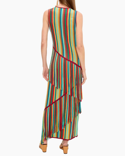 SPIRAL KNIT DRESS - VIBRANT MULTI STRIPE