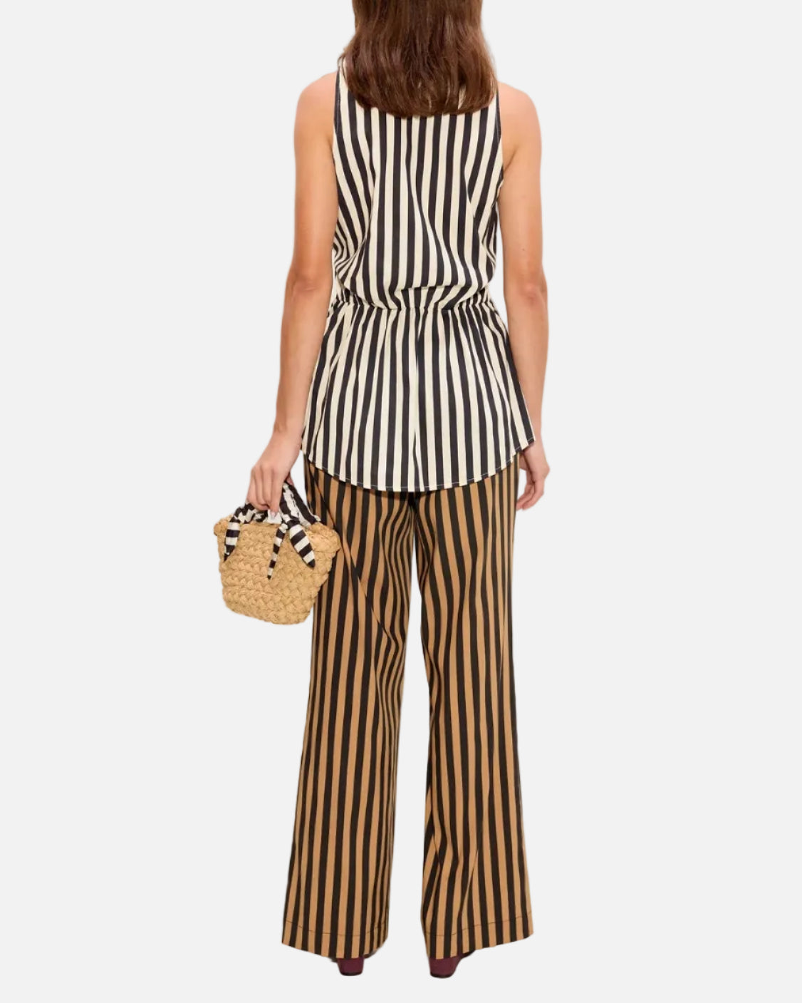 INNA SLEEVELESS POPLIN TOP - BLACK/WHITE STRIPE