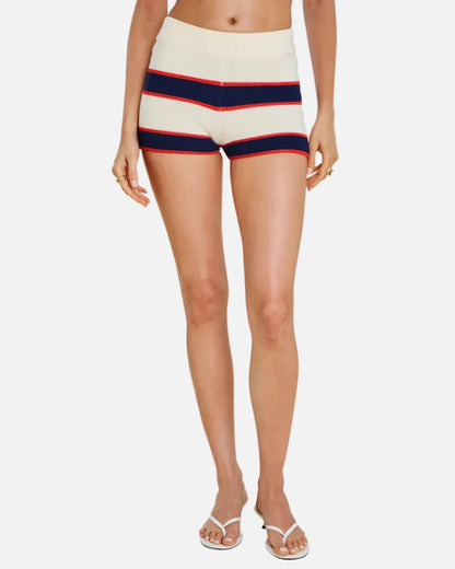 KEL KNIT HOT SHORT - EGGSHELL STRIPE