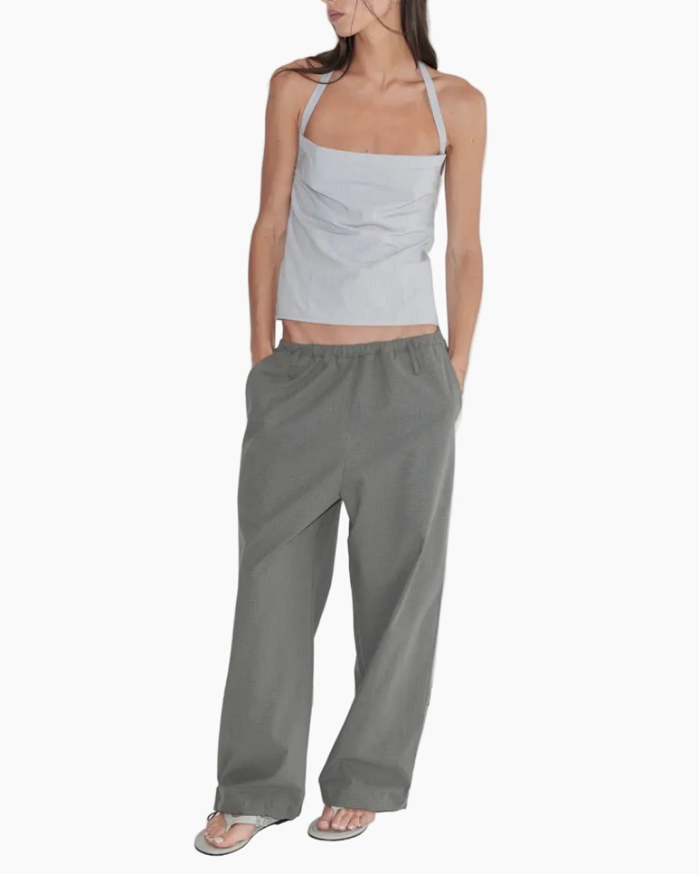 HEM TOGGLE PANT - MOSS STRIPE