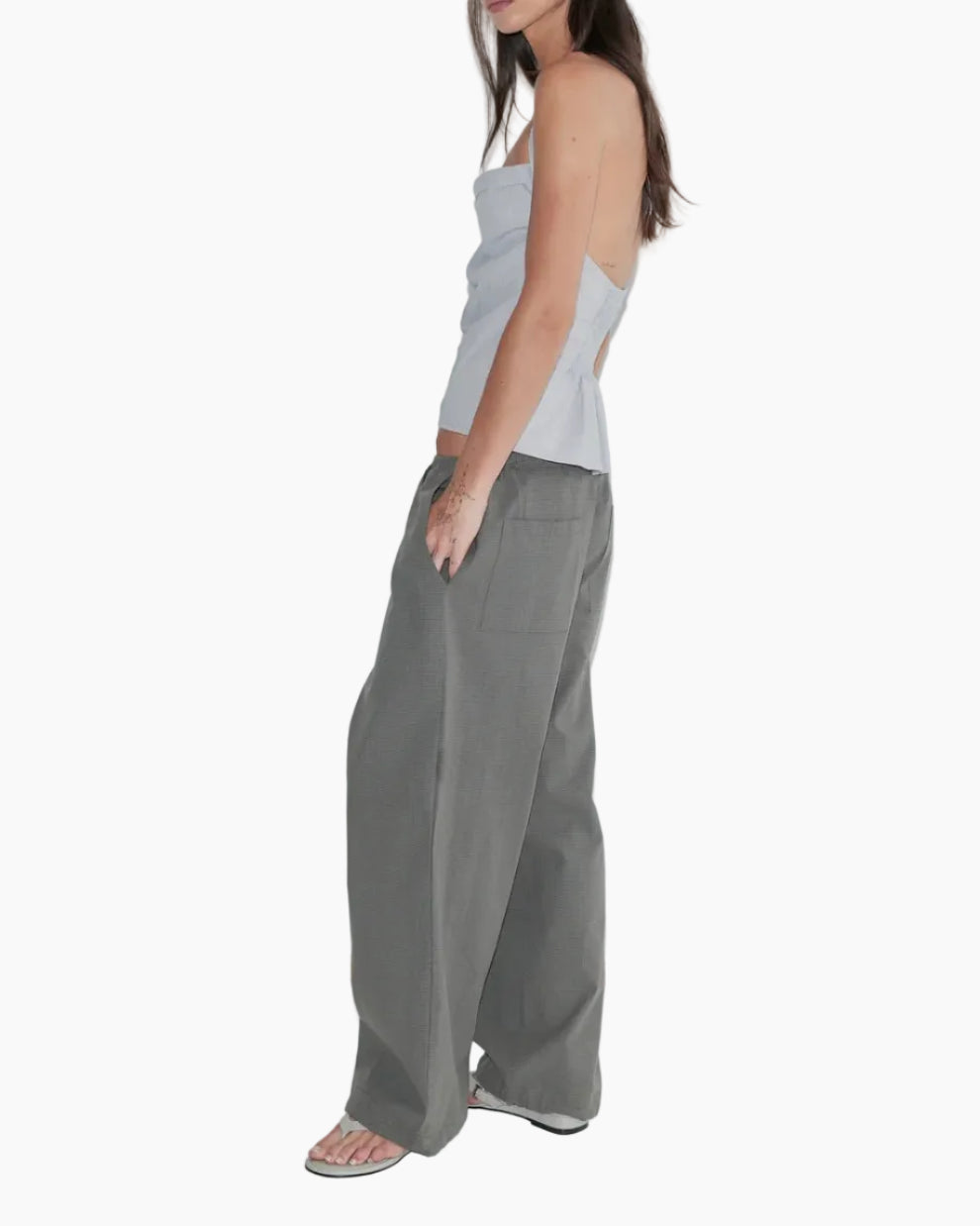 HEM TOGGLE PANT - MOSS STRIPE