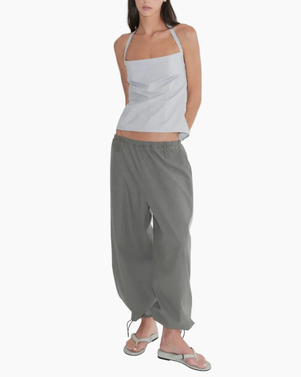 HEM TOGGLE PANT - MOSS STRIPE
