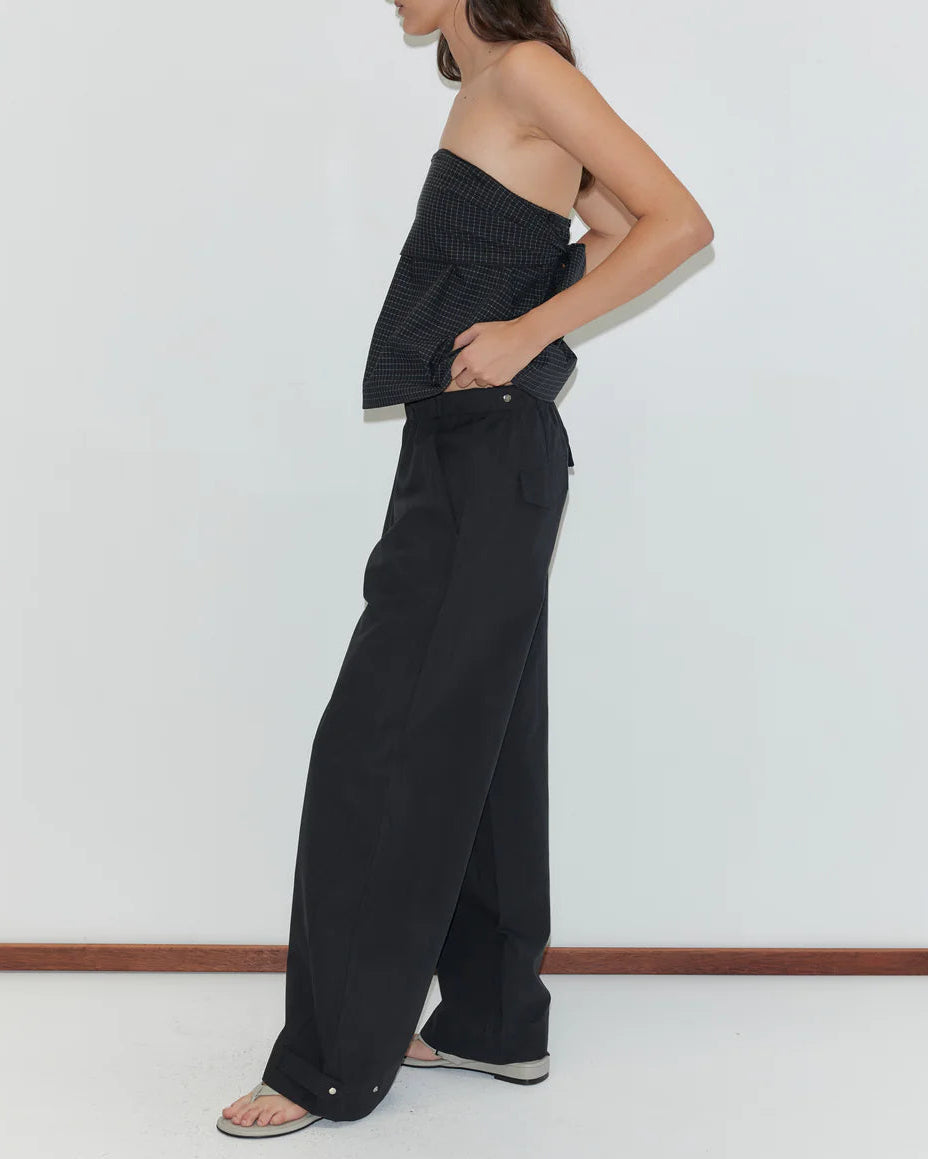 SNAP TAB PANT - BLACK