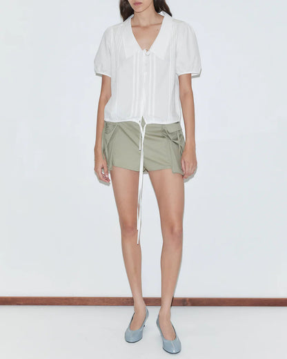 FINE COLLAR TOP - WHITE