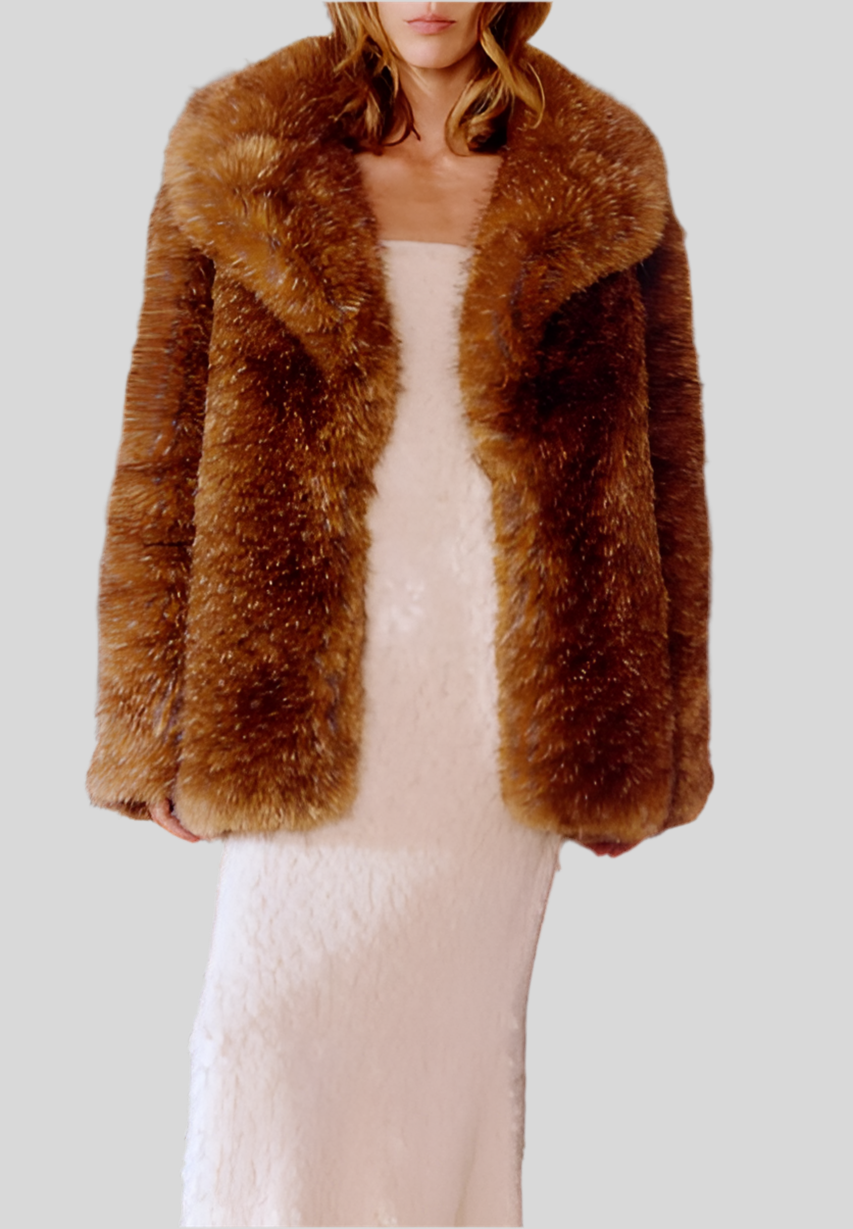KNOX FAUX FUR COAT - TAWNY