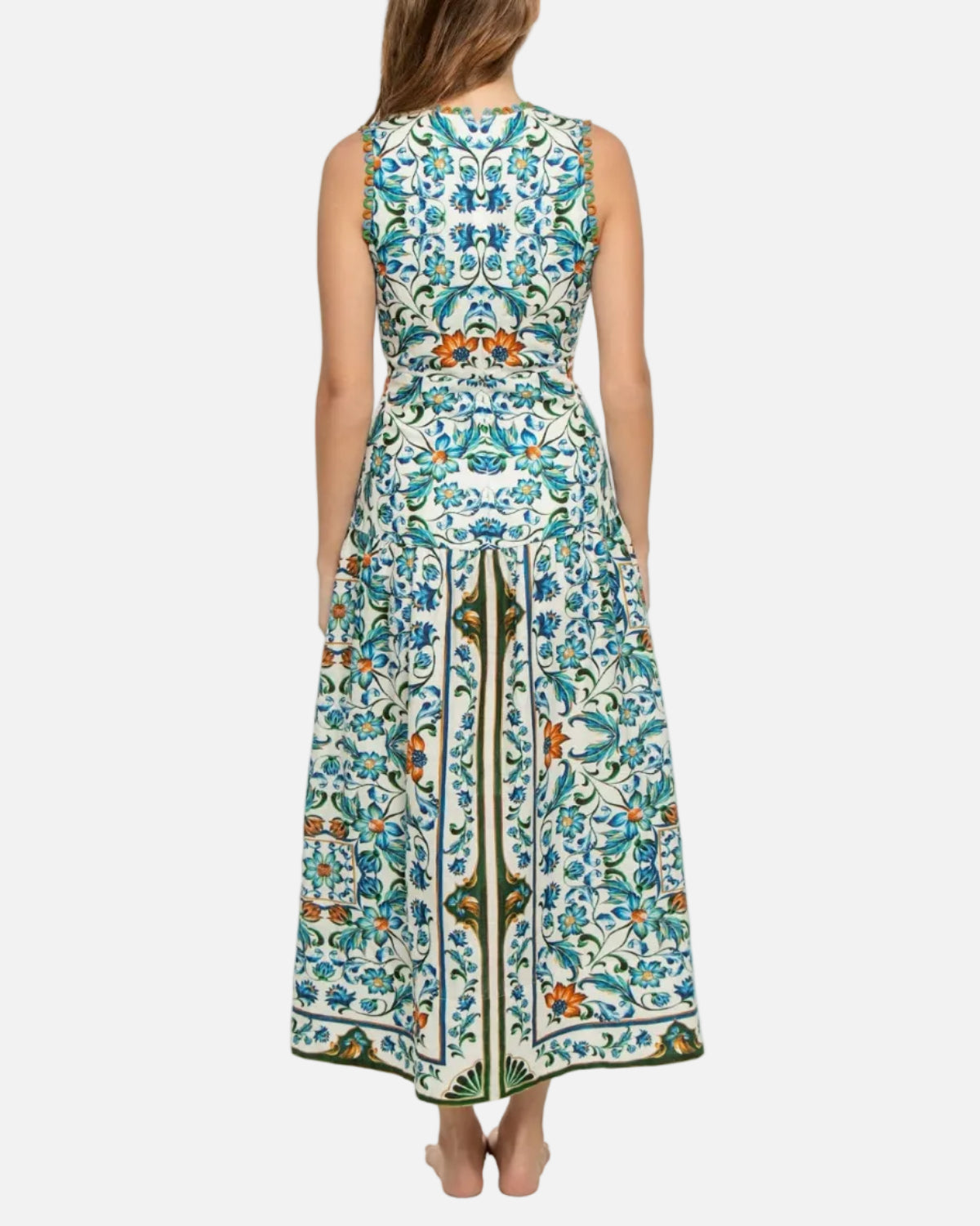 FLORA TILE MIDI DRESS - FLORA TILE OFF-WHITE