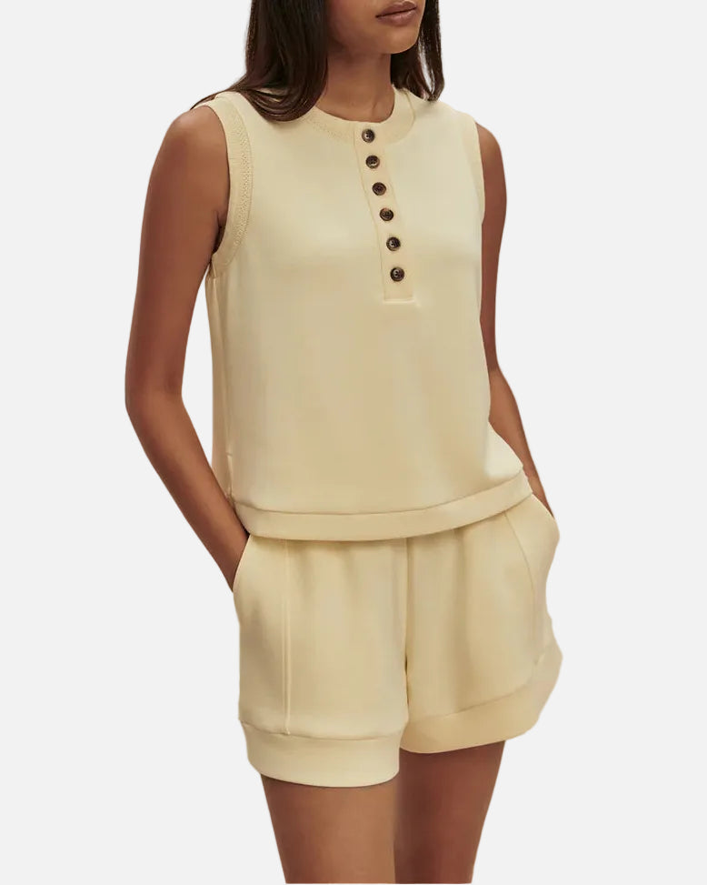 MARLA BUTTON PLACKET TANK - ANISE FLOWER