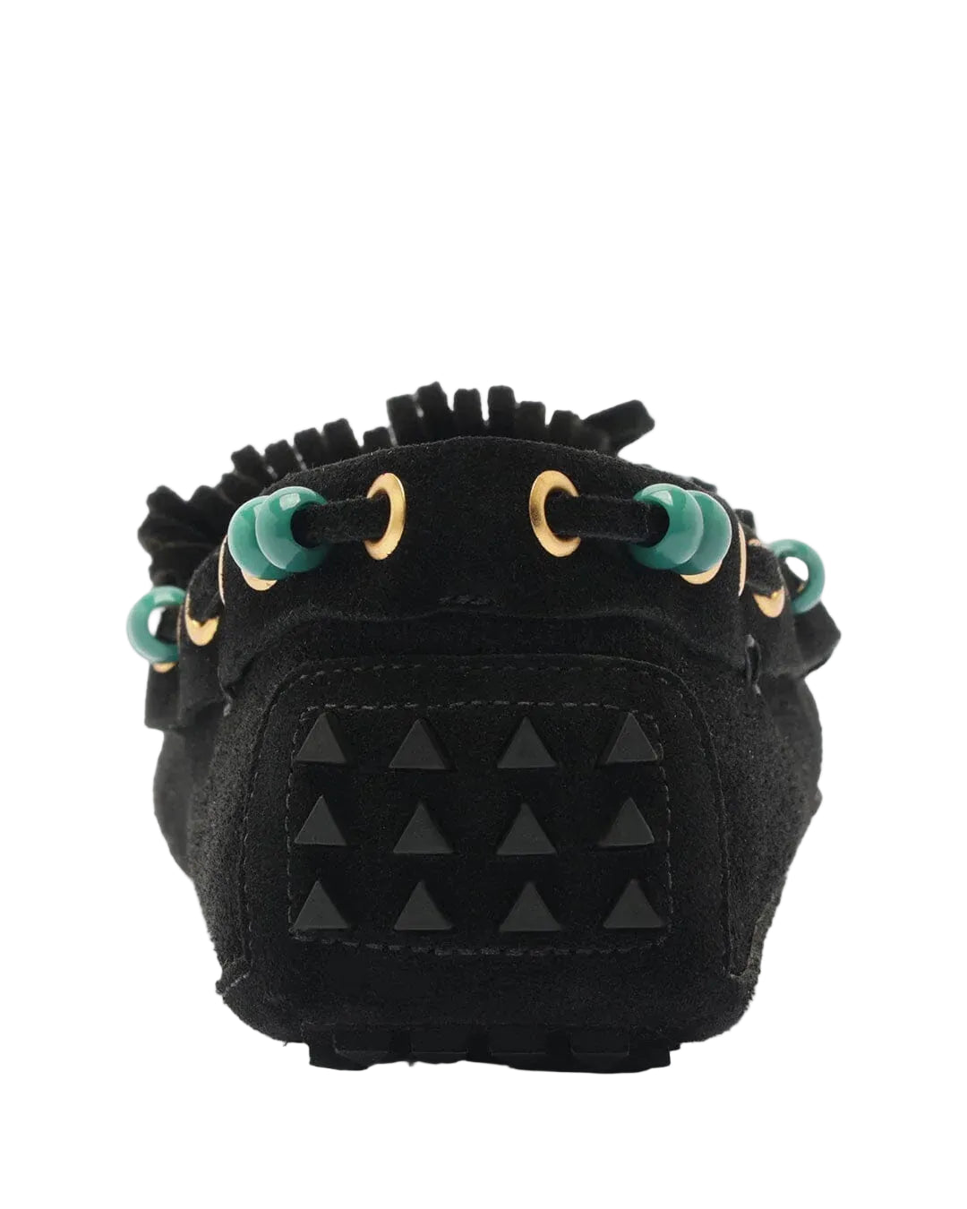 FRINGE MOCCASIN - BLACK SUEDE