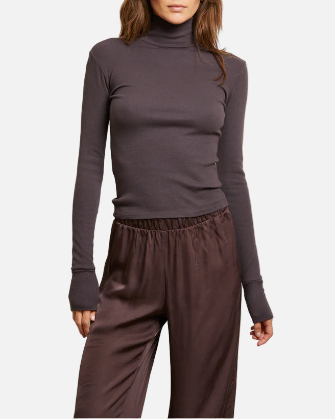 HAYDEN RIB TURTLE NECK - COCOA