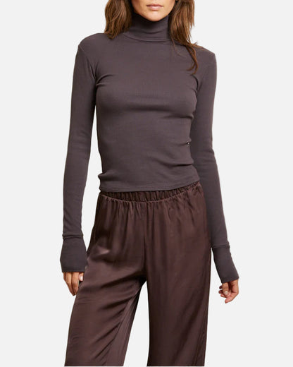 HAYDEN RIB TURTLE NECK - COCOA