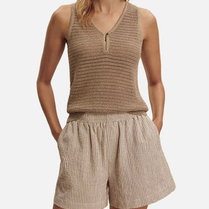 DARINA SHORT 4" - BIRCH TAUPE STRIPE