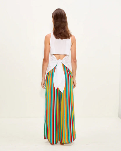 NELLA CREPE WIDE LEG PANT - VIBRANT MULTI STRIPE