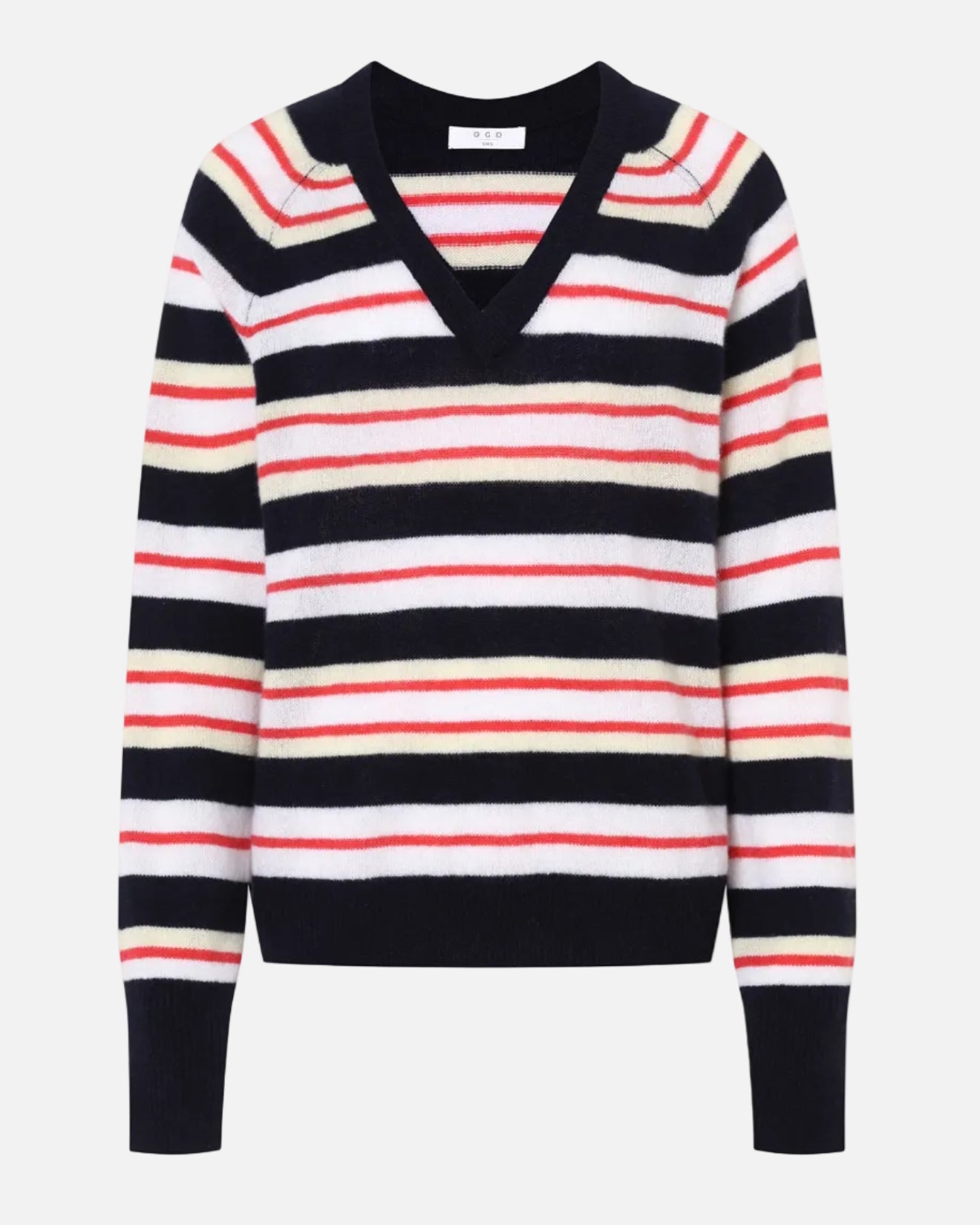 SLOANE CASHMERE V-NECK - CITRUS STRIPE
