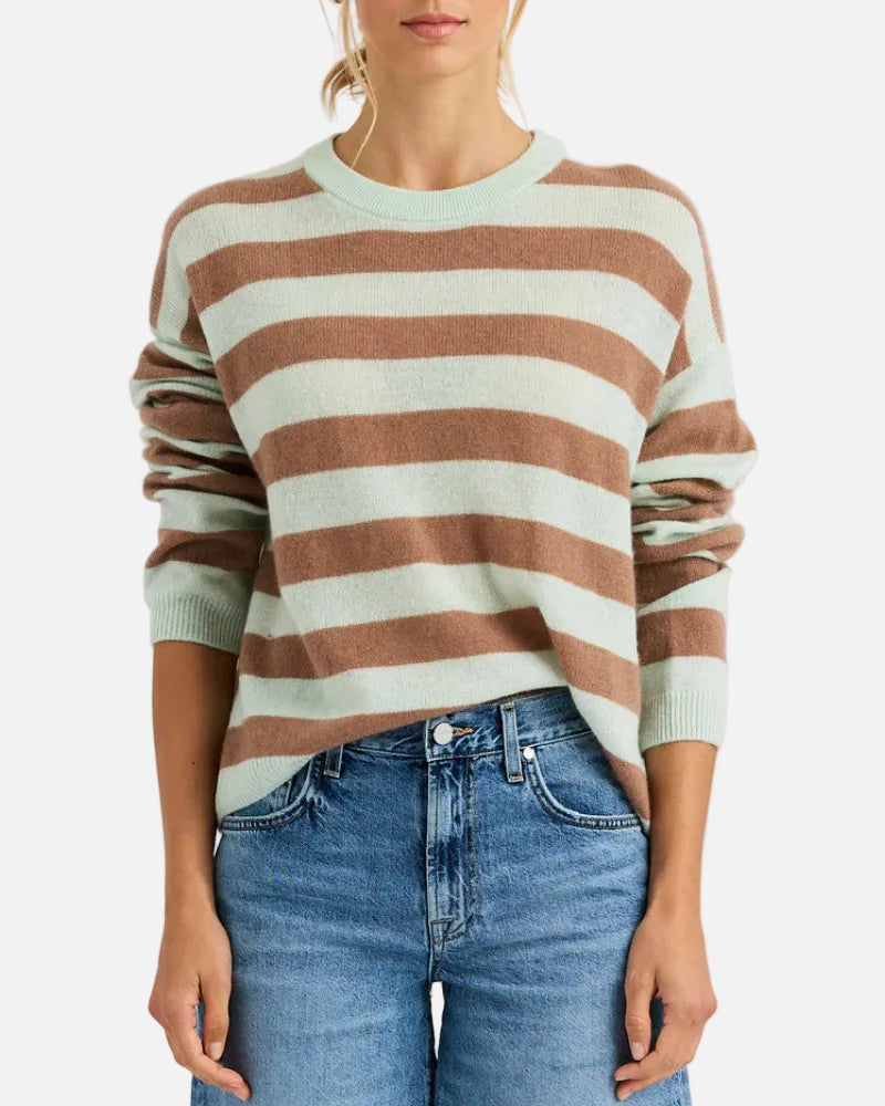 SLOANE CASHMERE BOXY PULLOVER - BERMUDA STRIPE