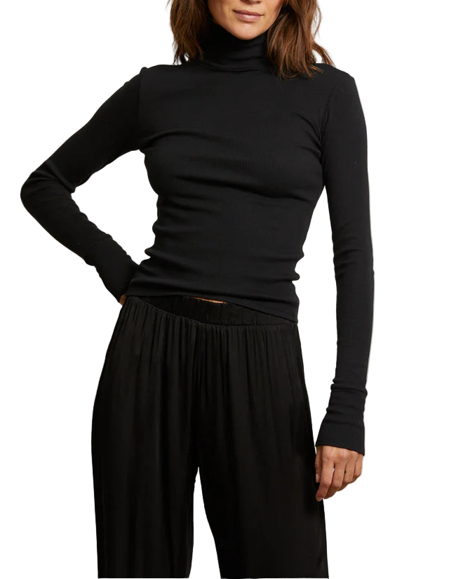 HAYDEN RIB TURTLE NECK - TRUE BLACK