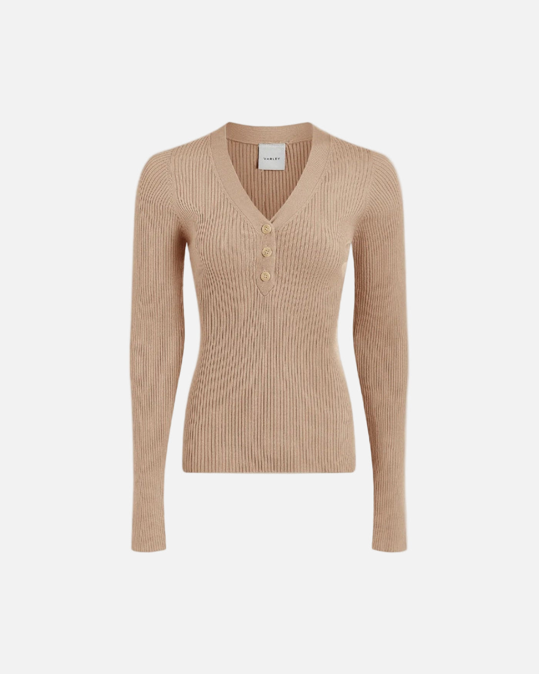 BLANCA V-NECK RIB KNIT - CEMENT