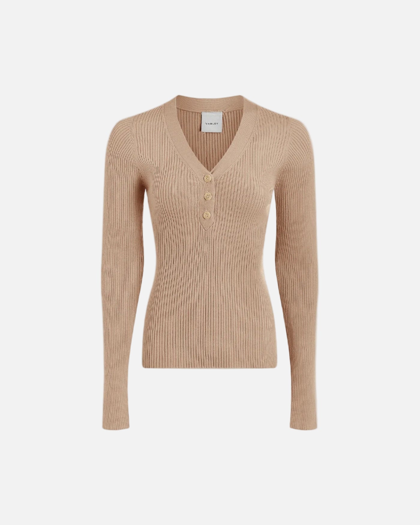 BLANCA V-NECK RIB KNIT - CEMENT