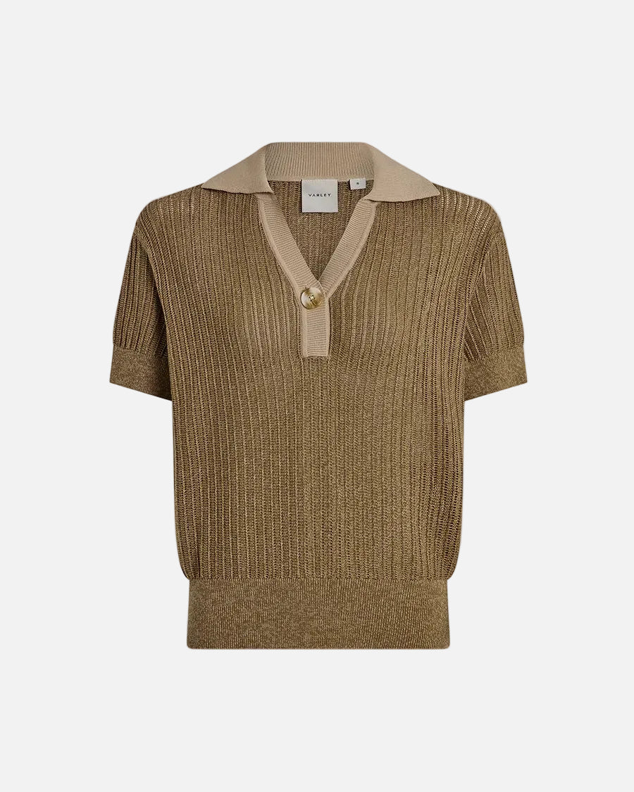 PERRINE KNIT POLO - SEPIA TWIST