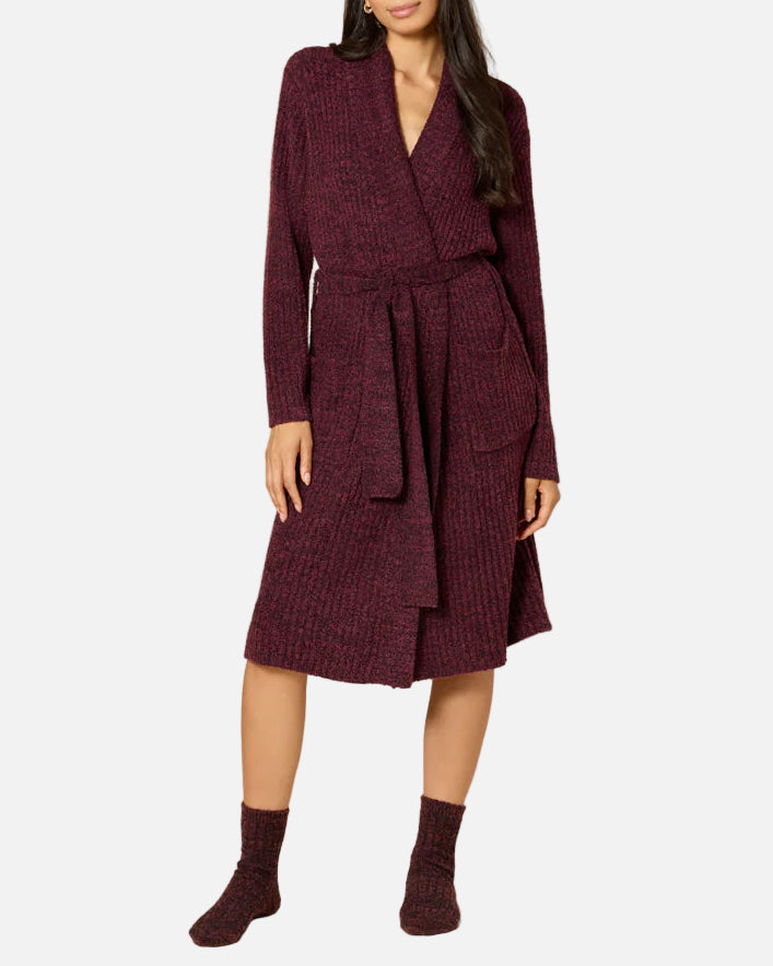 MARSHMALLOW WRAP ROBE - DARK HEATHER CHERRY COLA