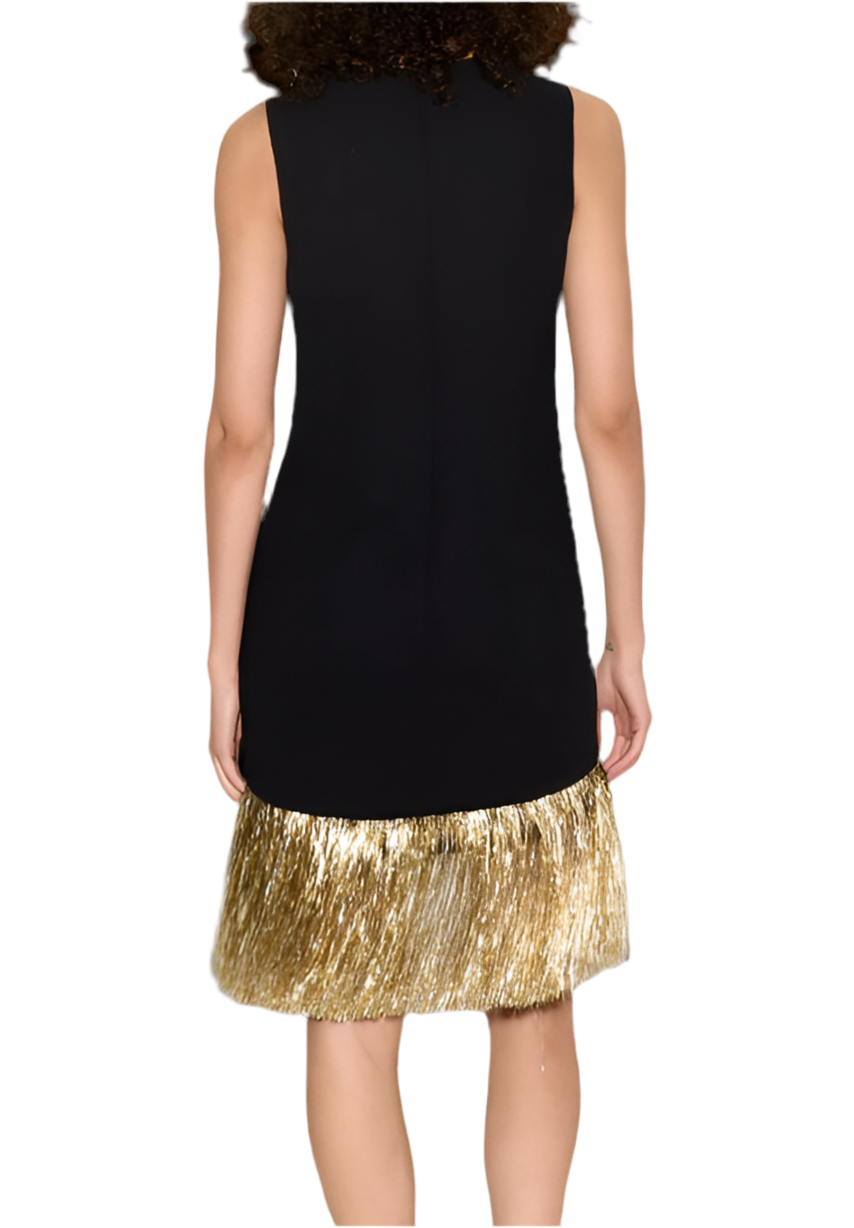 BOWIE FRINGE MINI DRESS  - BLACK