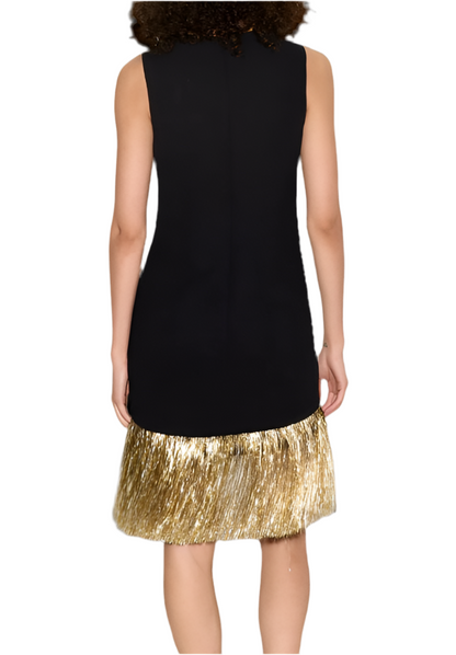 BOWIE FRINGE MINI DRESS  - BLACK