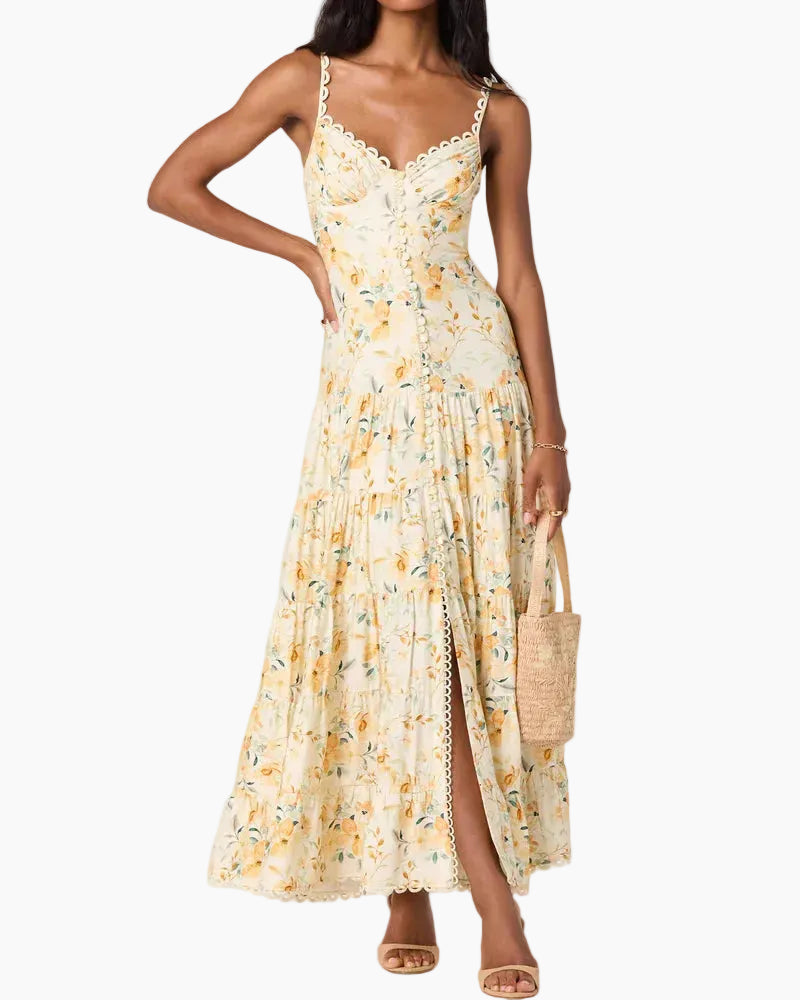 TAZIA DRESS - YELLOW CREAM FLORAL