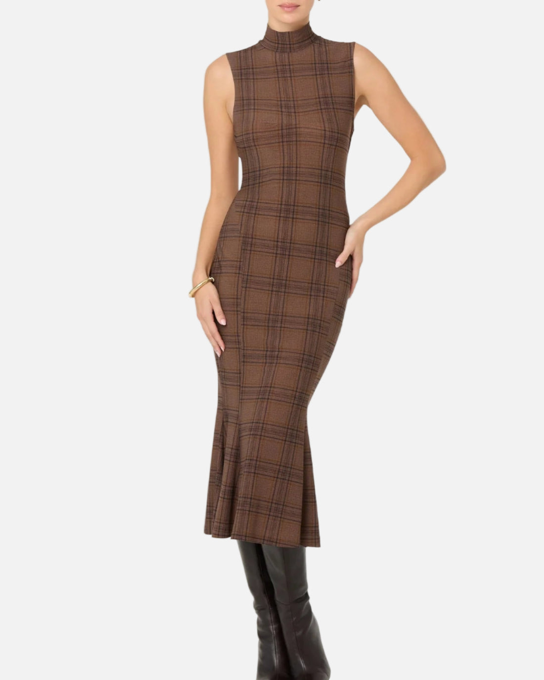 LEIGHA DRESS - BROWN PLAID