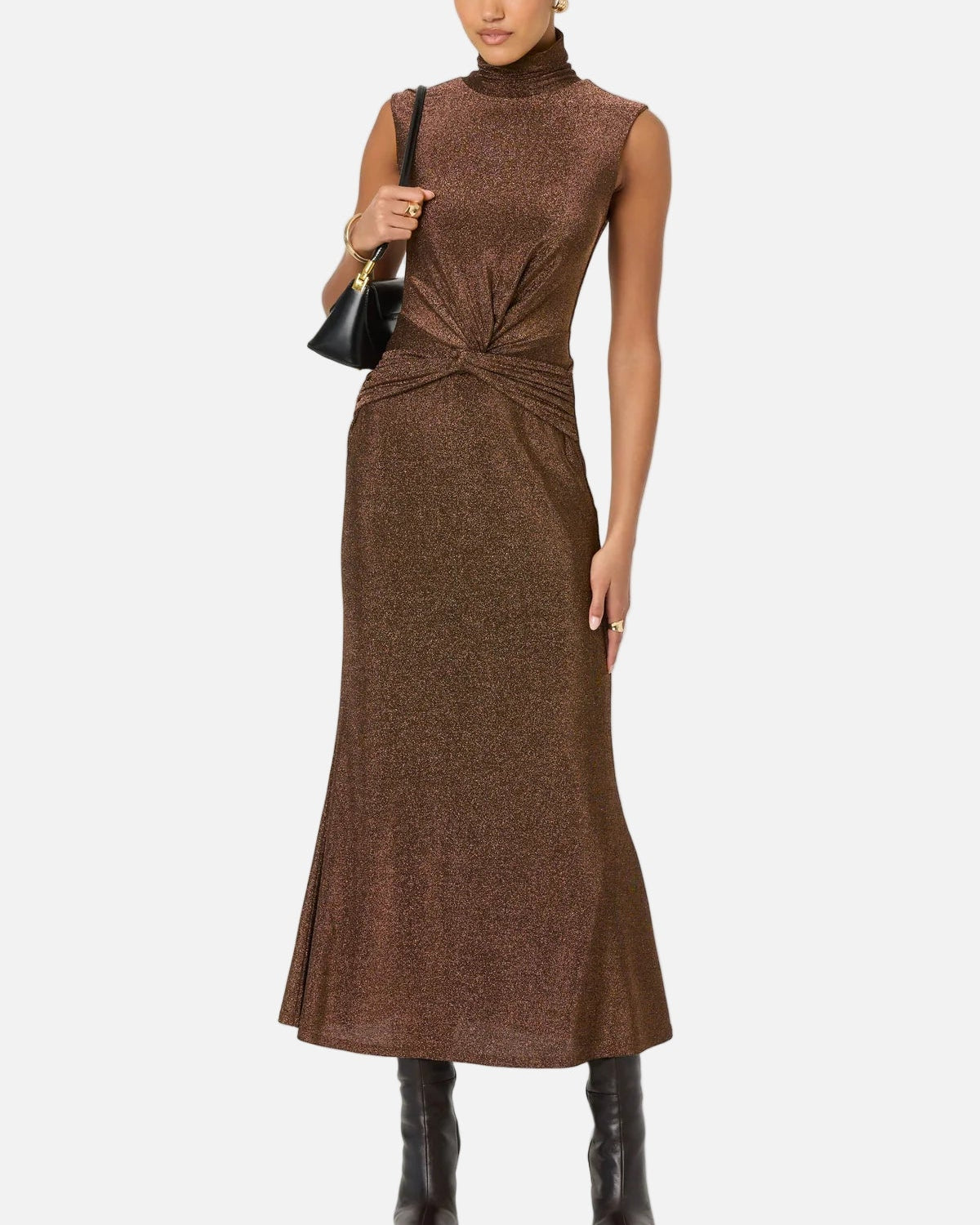 RIANA DRESS - BROWN METALLIC