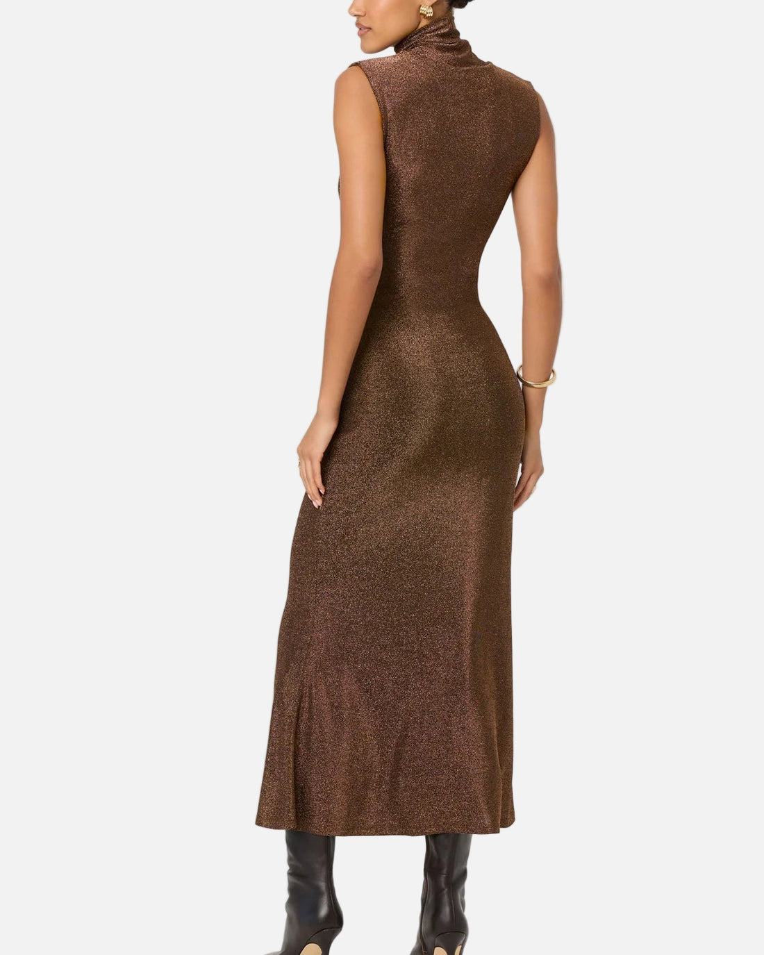 RIANA DRESS - BROWN METALLIC