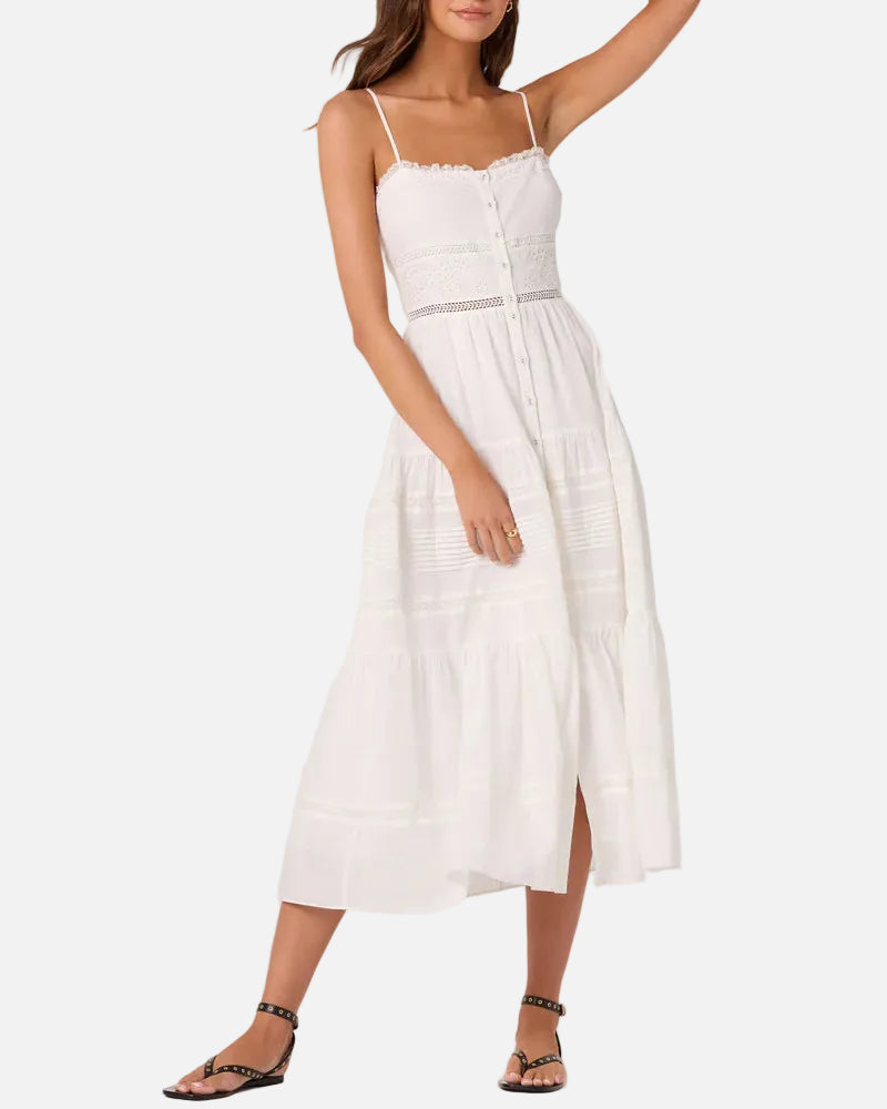 ANNABEL EYELET MIDI DRESS - WHITE