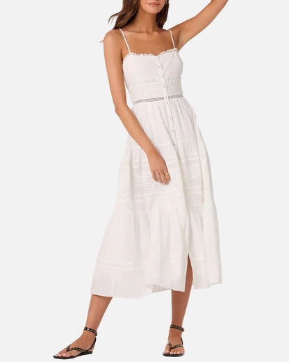 ANNABEL EYELET MIDI DRESS - WHITE