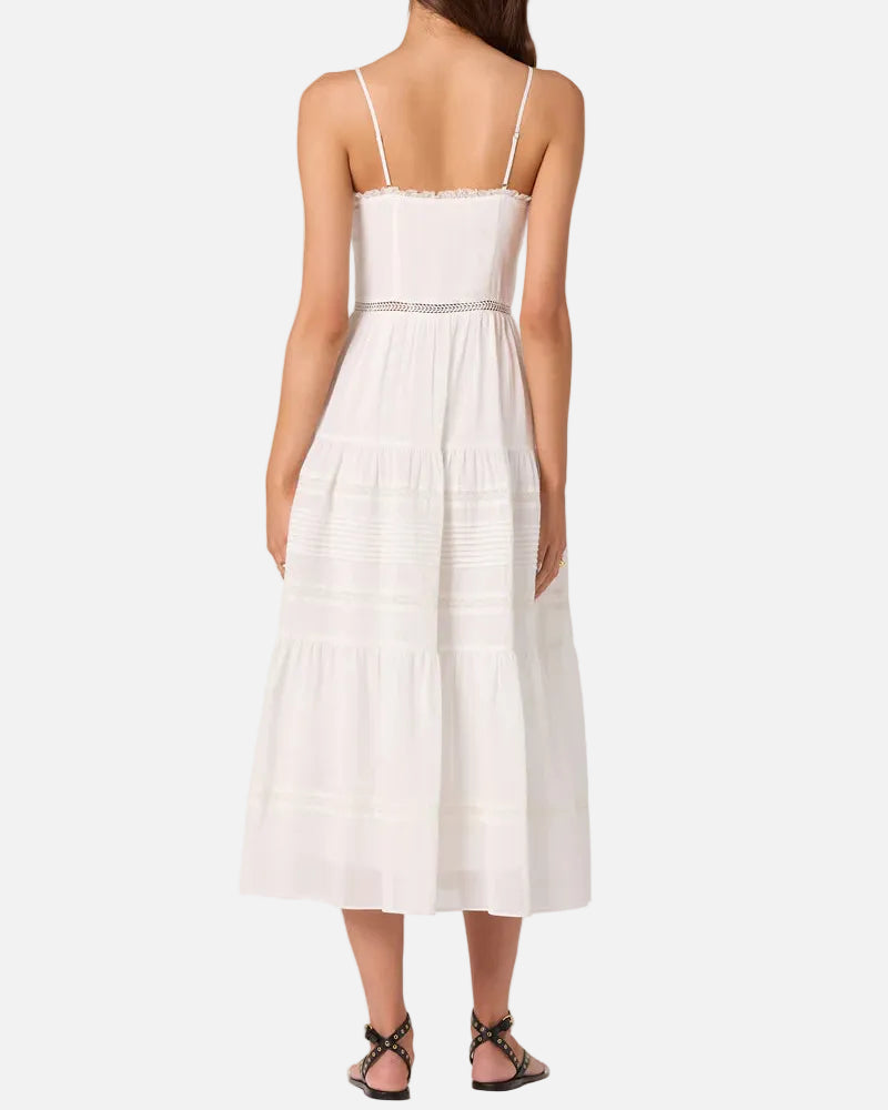 ANNABEL EYELET MIDI DRESS - WHITE