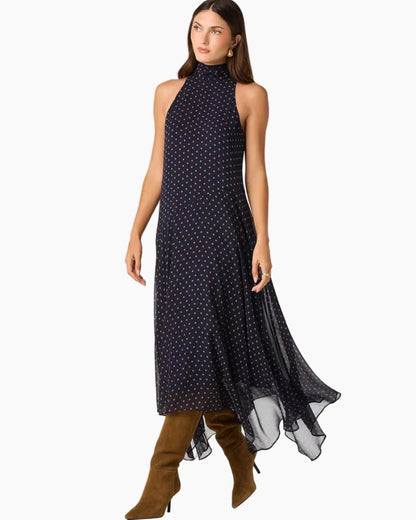TIANA POLKA DOT MAXI DRESS - NAVY PINK POLKA DOT