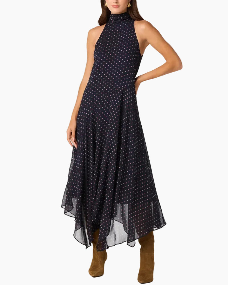 TIANA POLKA DOT MAXI DRESS - NAVY PINK POLKA DOT
