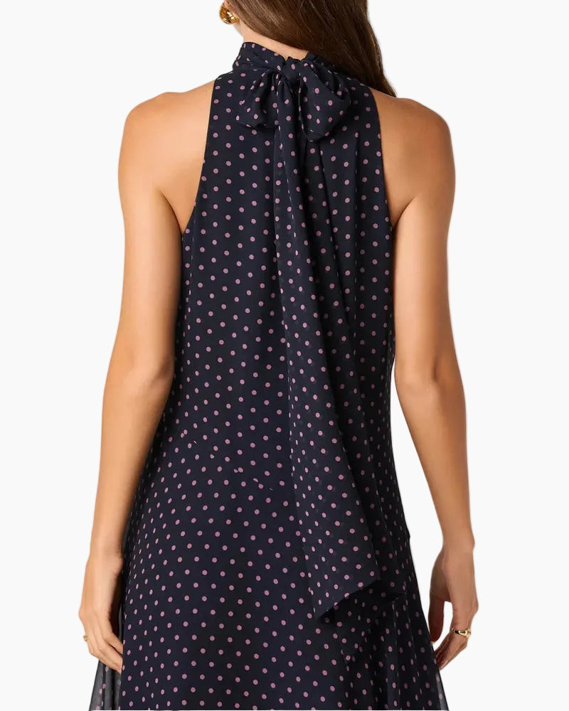 TIANA POLKA DOT MAXI DRESS - NAVY PINK POLKA DOT