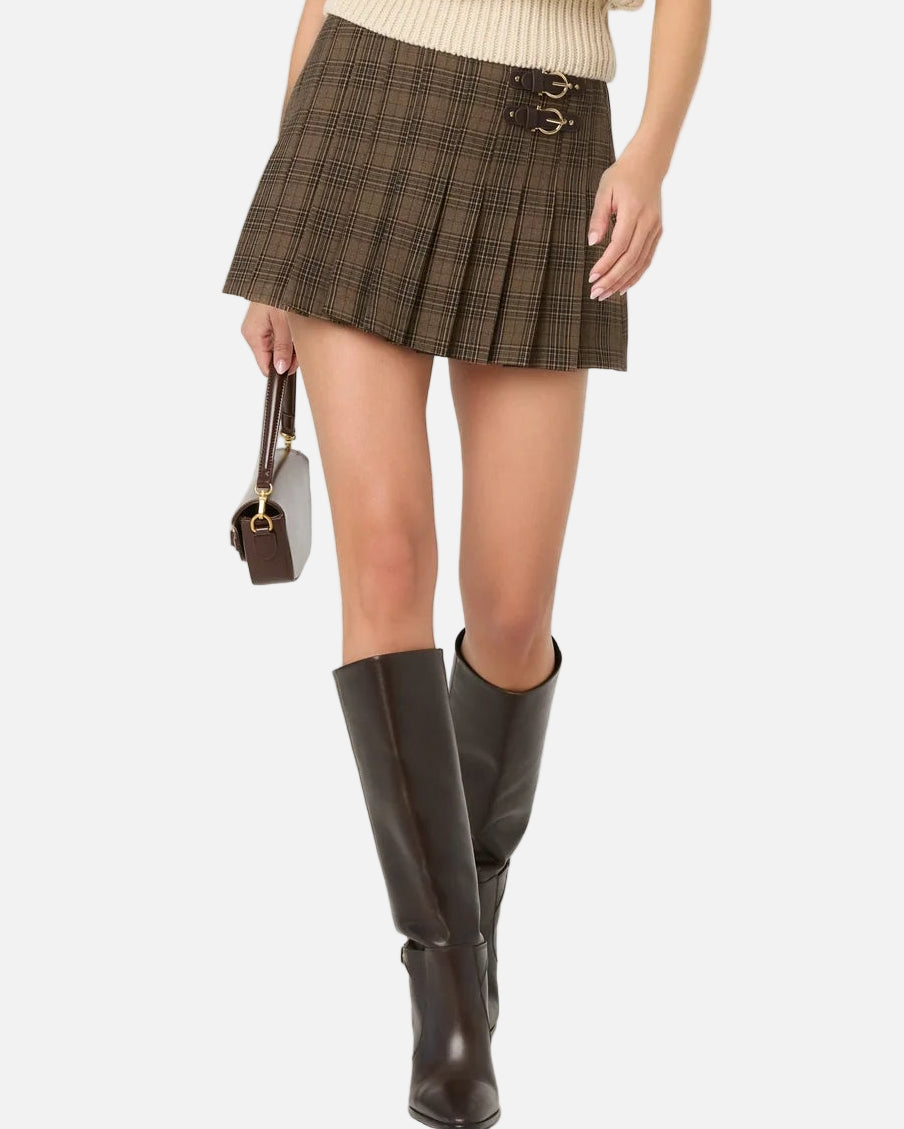 CHANTEL SKIRT - BROWN PLAID