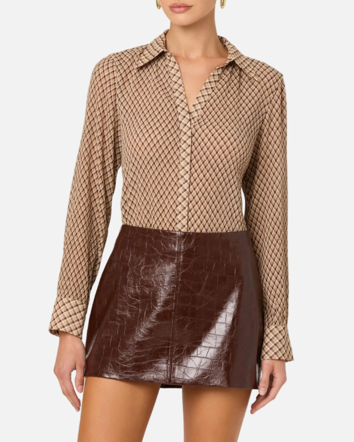 LAUREL TOP - BROWN PLAID