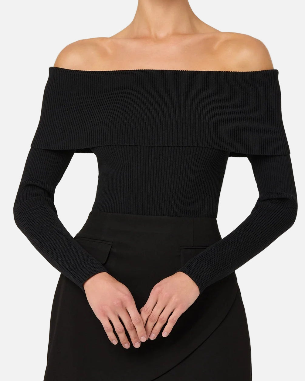 LIDIA RIBBED SWEATER - BLACK