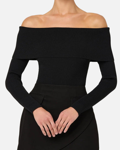 LIDIA RIBBED SWEATER - BLACK