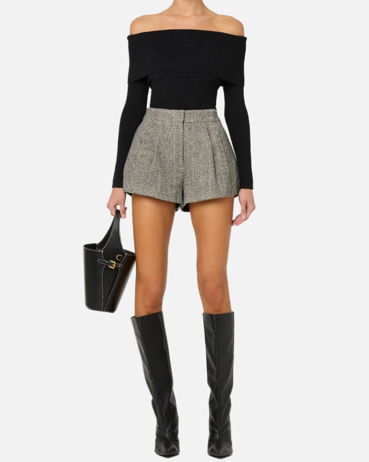 LIDIA RIBBED SWEATER - BLACK