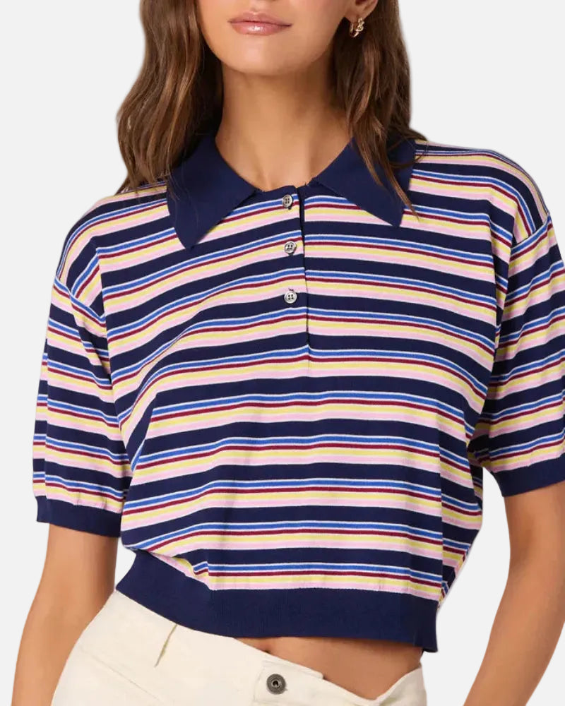 SCOTTIE SWEATER - NAVY MULTI STRIPE