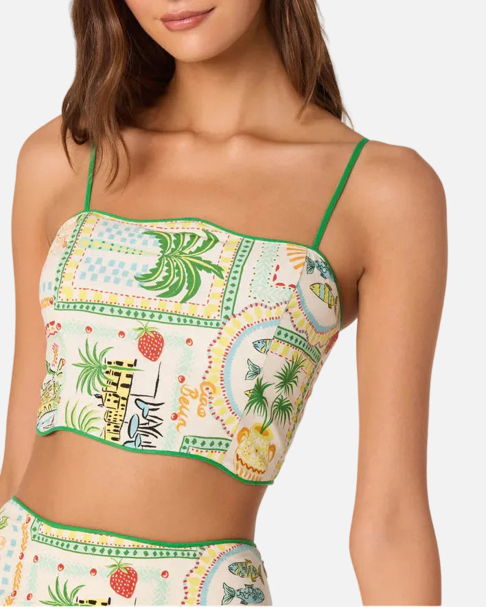 HEIDI CROP TOP - GREEN YELLOW FARM