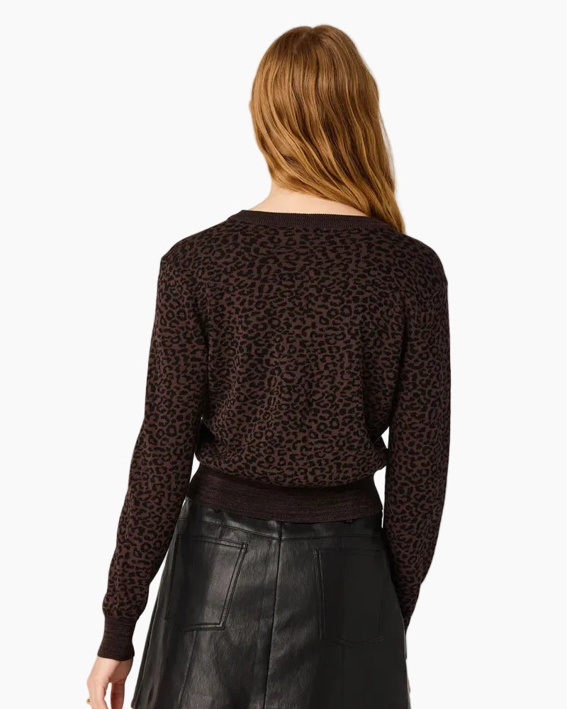 NIKKI LEOPARD PRINT CARDIGAN - ESPRESSO LEOPARD