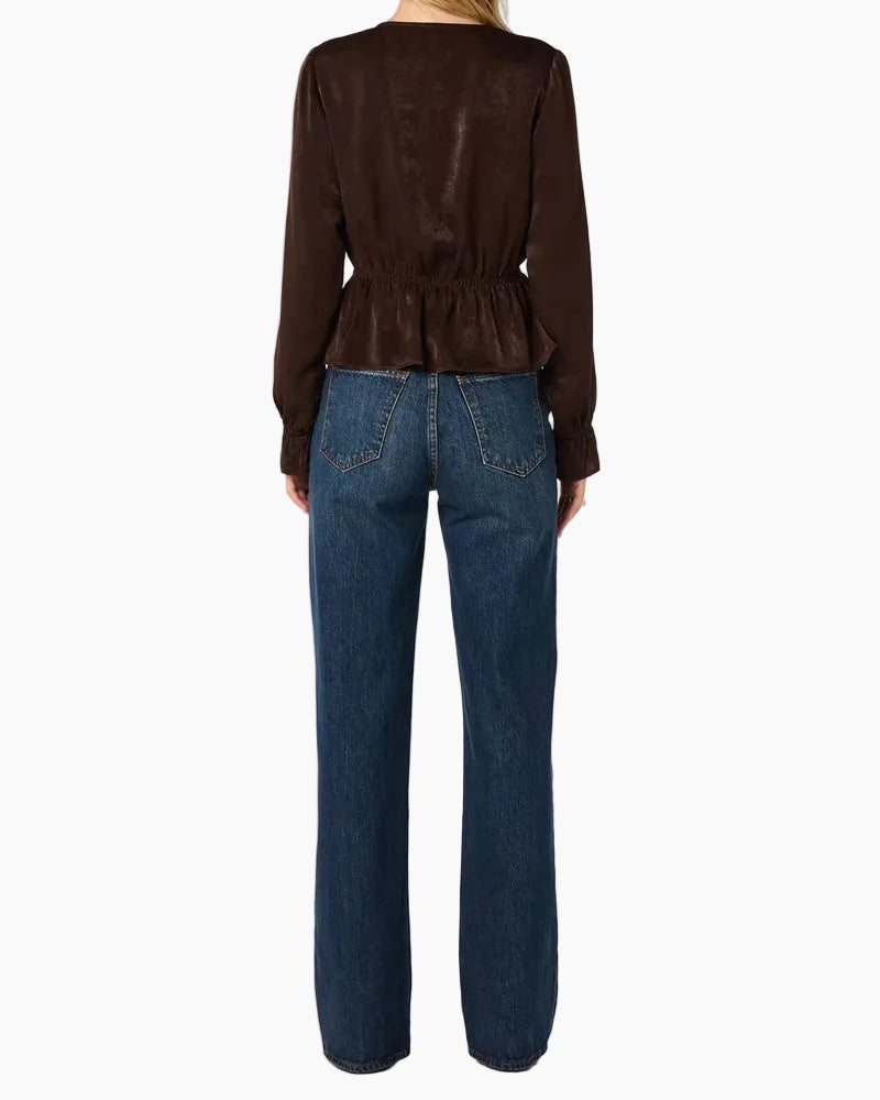 TATIANA POET SLEEVE BLOUSE - BROWN