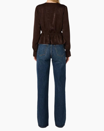TATIANA POET SLEEVE BLOUSE - BROWN