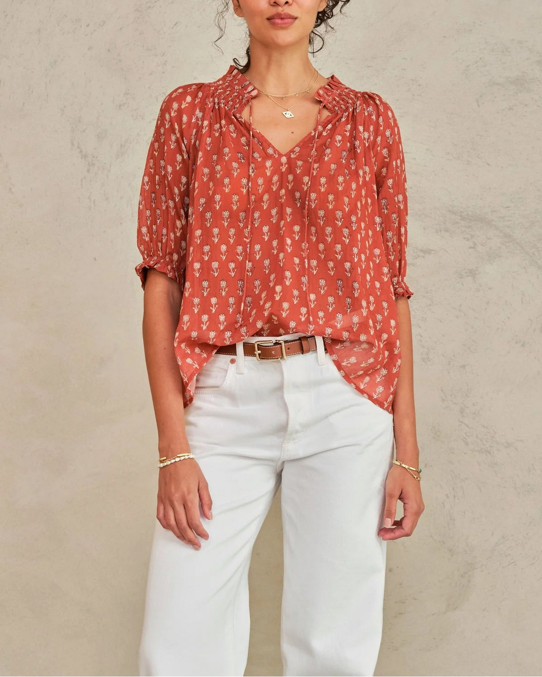 ARI PRINT S/S TOP - RUST