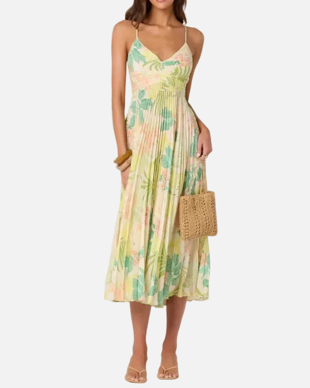 BLYTHE DRESS - GREEN PEACH TROPICAL