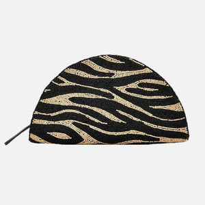 BEADED LUNE CLUTCH - BROWN ZEBRA
