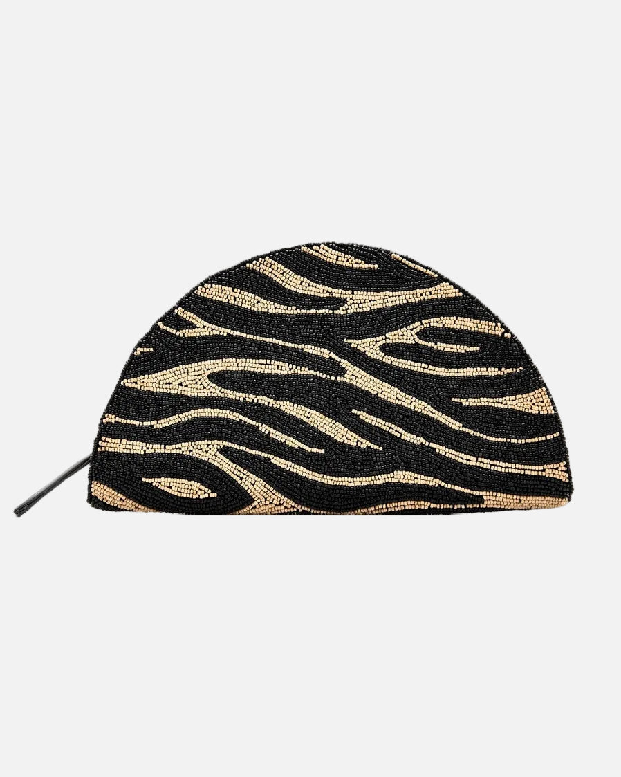 BEADED LUNE CLUTCH - BROWN ZEBRA