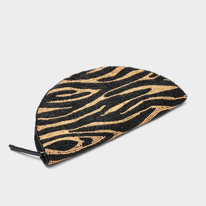 BEADED LUNE CLUTCH - BROWN ZEBRA